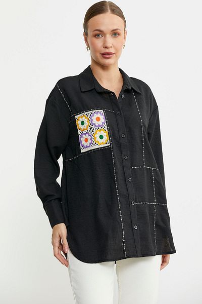 Sementa Tunica din dantela colorata - neagra