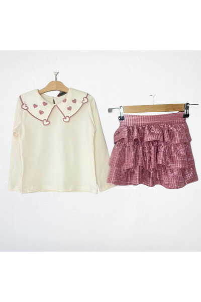 MODA Pink Heart Skirt Suit