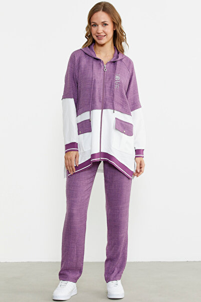Sementa Blok Renk Geçişli Tunik Takım - Mor