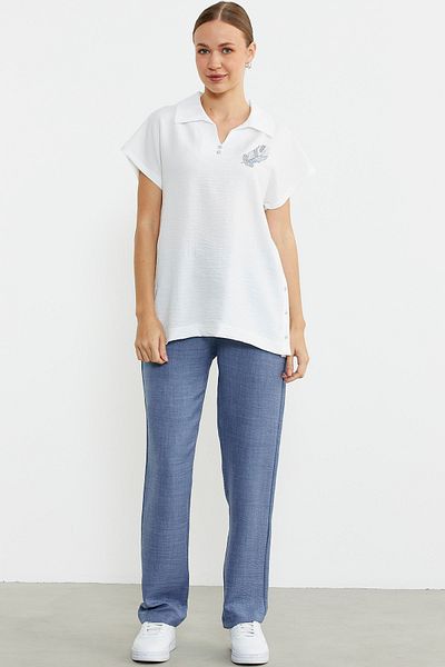 Sementa Polo Collar Linen Image Suit - Indigo
