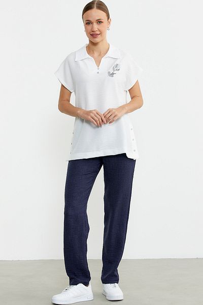 Sementa Costum cu imagine din in guler polo - bleumarin