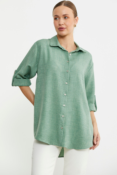 Sementa Nagy méretű vászon ing - zöld