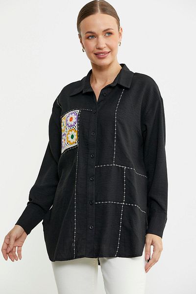 Sementa Tunica din dantela colorata - neagra