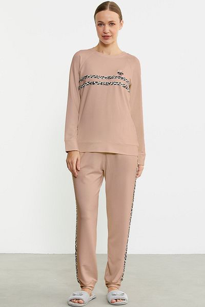 Sementa Leopard Striped Jogger Pajama Set - Salmon