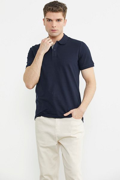 Sementa Μπλουζάκι με κοντό μανίκι με γιακά πόλο Navy Blue - Λεπτομερής σχεδίαση