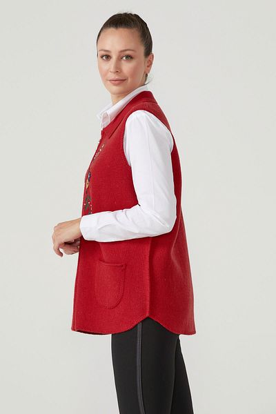 Sementa Red Women's Knitwear Vest - Zippered