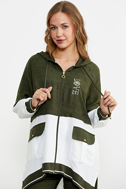 Sementa Color Block Transition Tunic Suit - Khaki