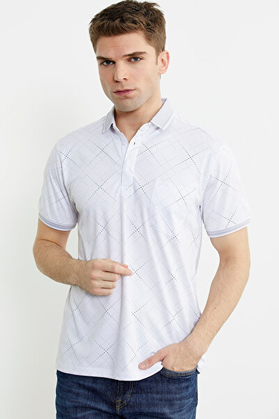 Sementa Λευκή εκτύπωση Λεπτομερή μπλουζάκι με γιακά πουλόβερ