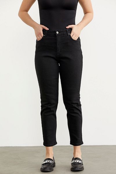 Sementa Jean Mom Fit Lycra - Negru