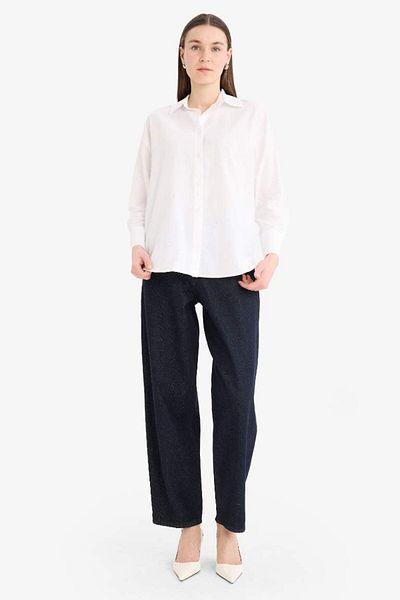 DeFacto New Season Relax Fit Basic Plain Poplin Long Sleeve Hijab Shirt Tunic