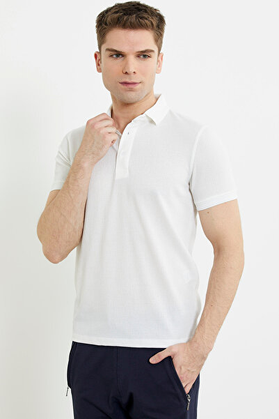 Sementa Футболка з коміром-поло в комбінованих кольорах - біла