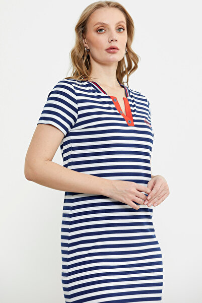 Sementa Marine Yaka Detaylı Penye Elbise - Lacivert