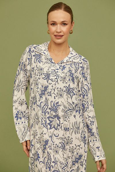 Sementa Rochie albastră cu mânecă lungă - model cu rever