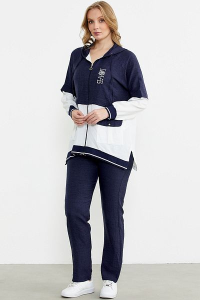 Sementa Navy Blue Color Block Transition Tunic Suit