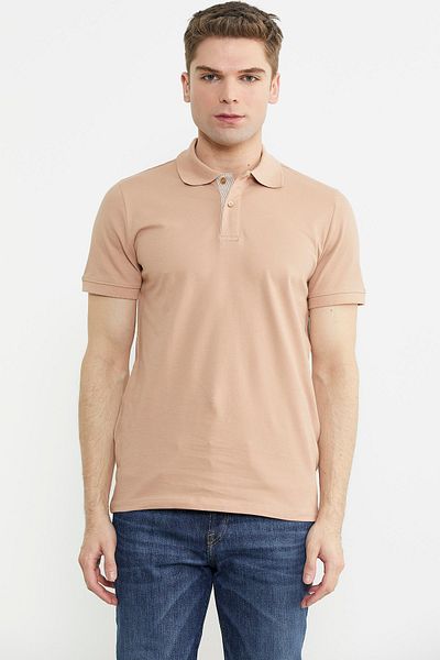 Sementa Μπλουζάκι Polo Neck με κοντό μανίκι - με λεπτομέρεια με σολομό