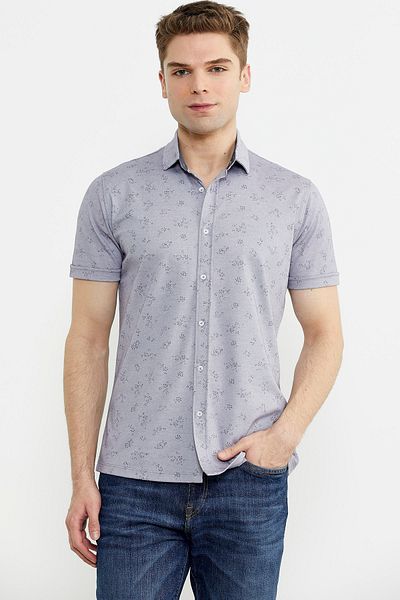 Sementa Πουκάμισο με στάμπα λιλά Slim Fit