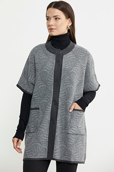 Sementa Anthracite Wool Knitwear Jacket - Bat Short Sleeve