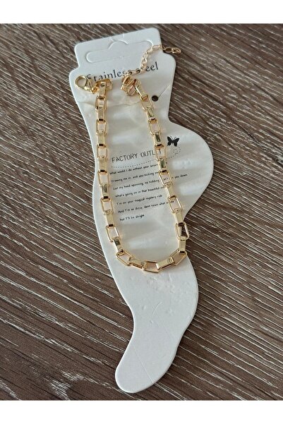 misstakıjewerly Steel Gold Color Interlocked Chain Anklet