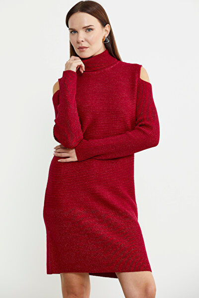 Sementa Full Fishing Knitwear Dress - Off-The-Shoulder, Red