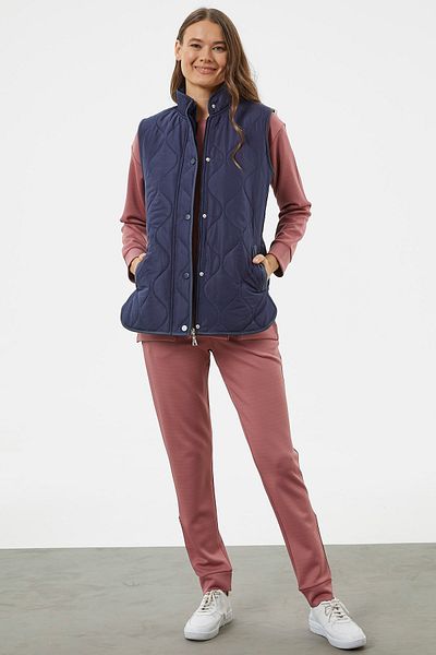 Sementa Regular Fit Quilted Snap Vest - Navy Blue