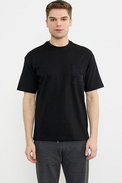 Sementa Crew Neck Oversize βαμβακερό T-shirt - Μαύρο