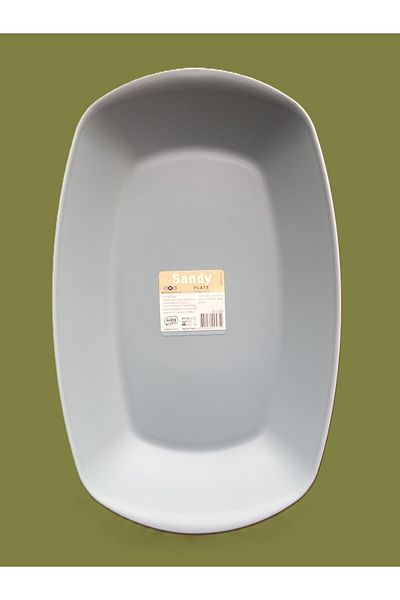 HOBBY LİFE Large Size Plastic Sandy Oval Boat Plate 1269 /25 X 15.8 cm & Gray