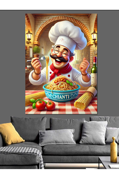 KanvasSepeti Bunătăți de bucătărie și banner de pizza italiană Pictură în ule...