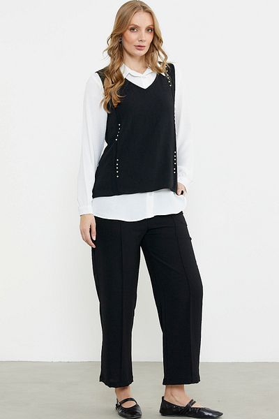 Sementa Pearl Detailed Triple Viscose Suit - Black