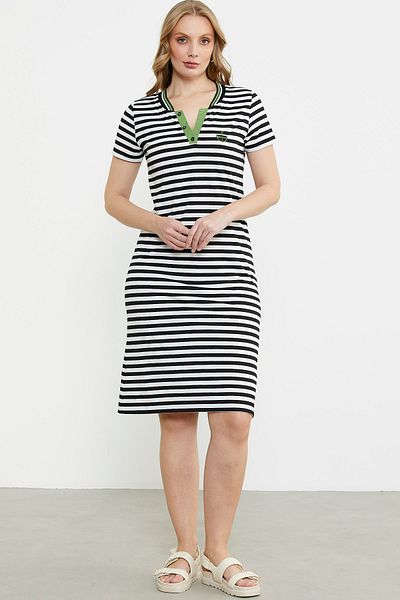 Sementa Marine Collar Detailed Combed Cotton Dress - Black