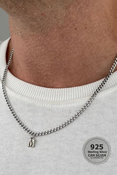 CAN SİLVER 925 Ayar Gümüş 2.2 Mm Gurmet Erkek Kolye- Harfli Kolye Gümüş-