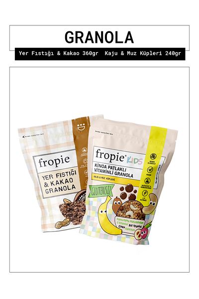 FROPİE Fropie Groundnut Cocoa and Kids Cashew Banana Cubes Granola Package