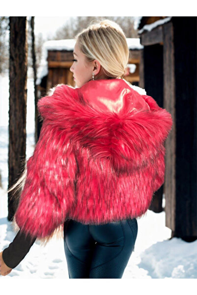 Amara Boutique Long Sleeve Fur - Burgundy -