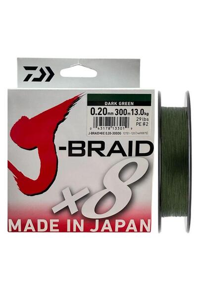 daiwa J-Braid 8X Dark Green 300 mt 0.20 mm İp Misina