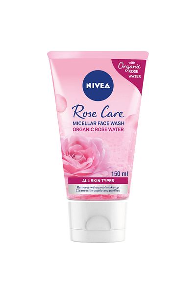 NIVEA غسول الوجه المنظف ميسيلار من روز كير، برائحة الورد العضوي، لجميع أنواع البشرة، 150 مل