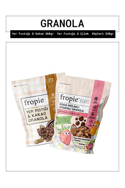 FROPİE Fropie Groundnut Cocoa and Kids Groundnut Strawberry Cubes Granola Package