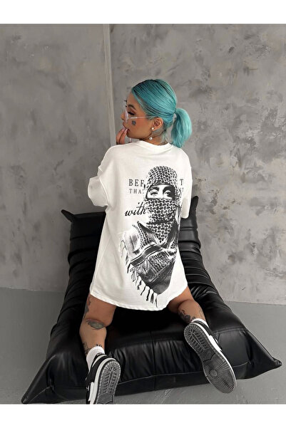 FREEDOM STOREE Velmora Premium με τύπωμα oversized T-Shirt - Λευκό