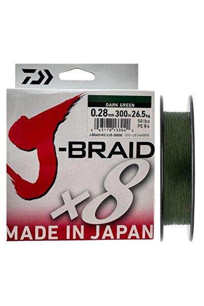 daiwa J-Braid 8X Dark Green 300 mt 0.28 mm İp Misina