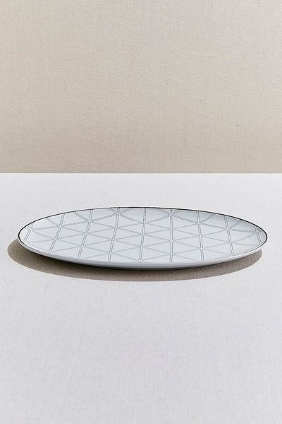 Paşabahçe Orquestra Porcelain Oval Serving Plate Large Cream Gray Color