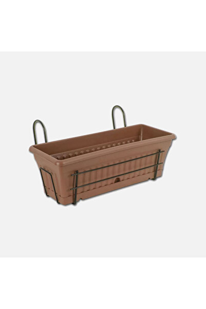 Genel Markalar Bergama Ferforje Askılı Balkon Saksısı - 50 Cm, Plastik, Kahve...