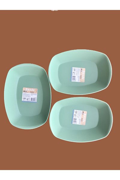 HOBBY LİFE Green 3-Pack Sandy Plate Oval Boat Plate 11.7 X 17 X 3.5 (H) cm
