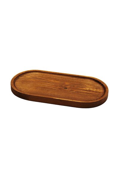 Findit Oval Dark Color=Brown Wooden Oil Bowl Base 25X12.5Cm-Findit