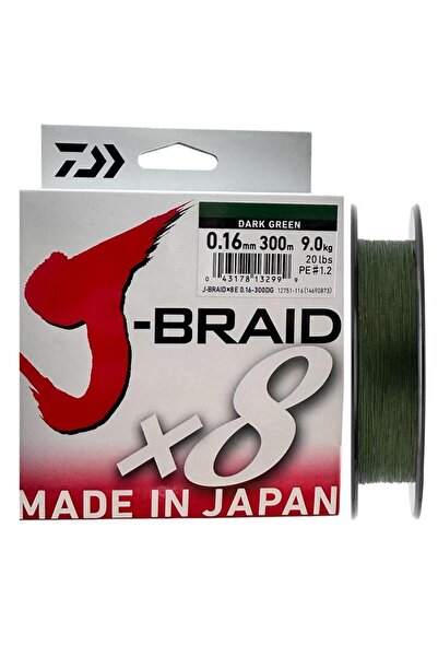 daiwa J-Braid 8X Dark Green 300 mt 0.16 mm İp Misina