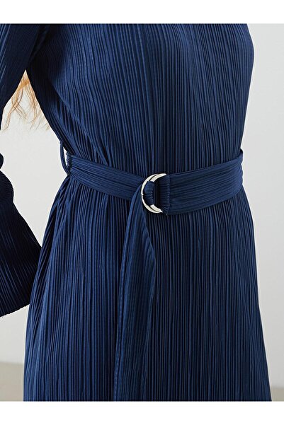 LC Waikiki LCW Vision  Bisiklet Yaka Dokulu Krinkle Kadın Elbise