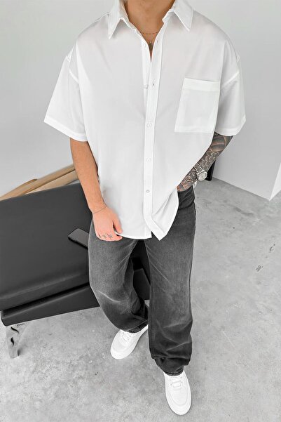 HAFKAGİYİM Λευκό πουκάμισο με λεπτομέρεια μπροστινής τσέπης, χαλαρό στυλ