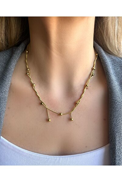 Bijou Luz Toplu Çift Zincir Çelik Kolye