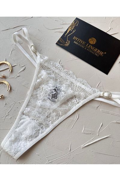 İntive Lingerie Κομψό σχέδιο εύκαμπτο στρινγκ με αξεσουάρ Intive VS Ruched πέτρινο στο πλάι