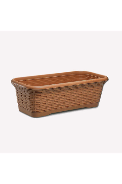 Genel Markalar Rattan Hasır Balkon Saksısı 55 Cm - Rattan Görünümlü Plastik S...