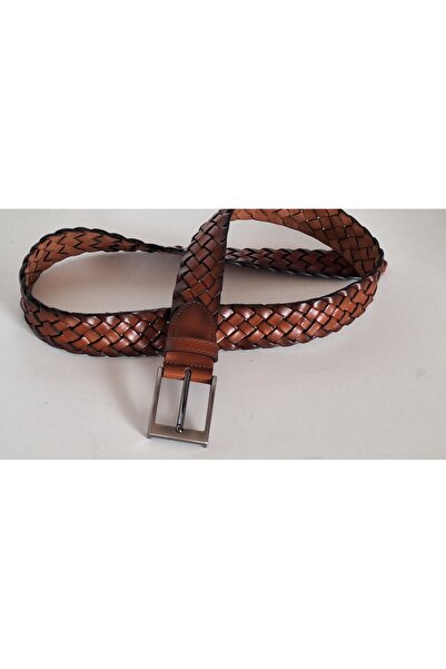 Darkwood -erkek Deri Kemer-natürel Deri-taba Renk-deri El Örgüsü