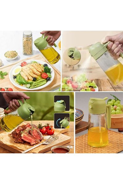 Findit 2 in 1 Oil Pourer and Oil Pot with Spray Glass Oil Sprayer-Findit