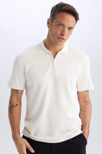 DeFacto New Season Regular Fit Half Zipper Short Sleeve Polo T-Shirt